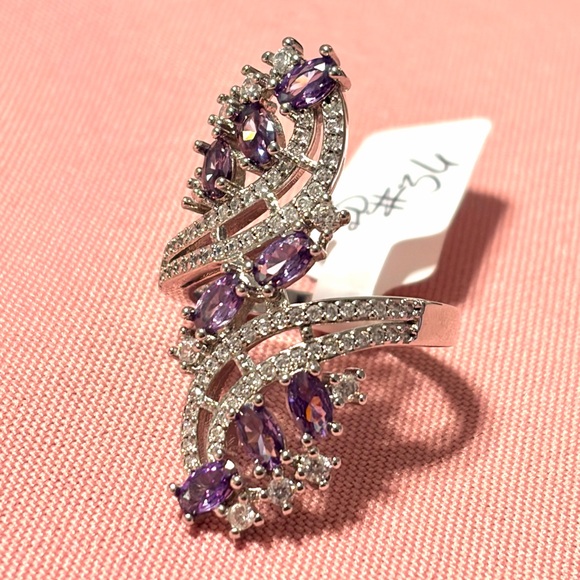 Jewelry - Sold Sterling silver purple CZ shield filigree ring size 8.5
